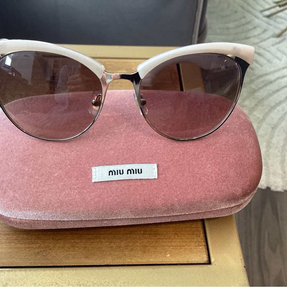 Miu Miu Cream and Pink Cat-Eye Sunglasses